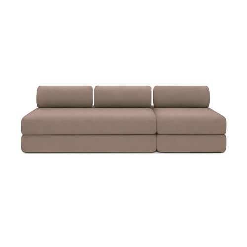 Canapé Droit Convertible 4 Places - Tissu Lisse - Marron