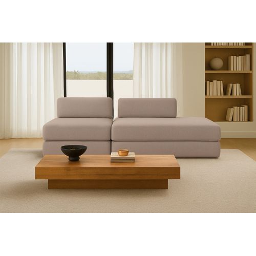 Canapé Droit Convertible 3 Places - Tissu Lisse - Marron