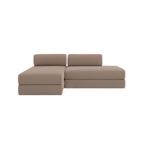 Canapé D'angle Convertible 5 Places - Tissu Lisse - Marron