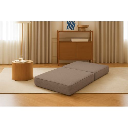 Pouf Modulable Et Convertible - Tissu Lisse - Marron