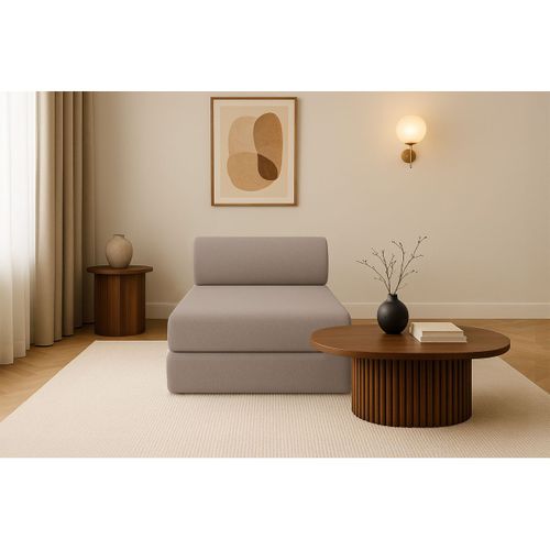 Méridienne Modulable Et Convertible - Tissu Lisse - Marron