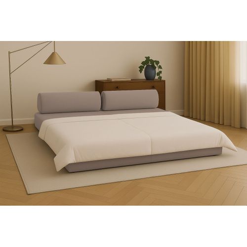 Canapé Droit Convertible 3,5 Places - Tissu Lisse - Marron