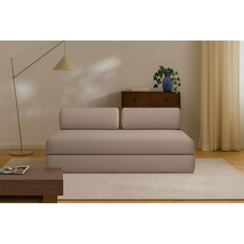 Canapé Droit Convertible 3,5 Places - Tissu Lisse - Marron