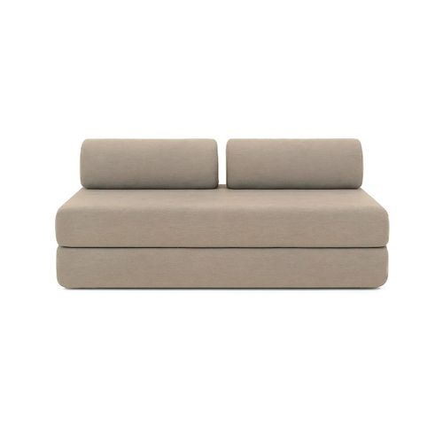 Canapé Droit Convertible 3,5 Places - Tissu Lisse - Marron
