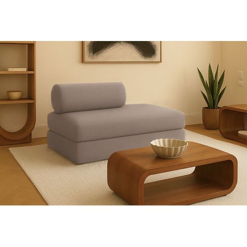 Canapé Droit Modulable Et Convertible 2 Places - Tissu Lisse - Marron