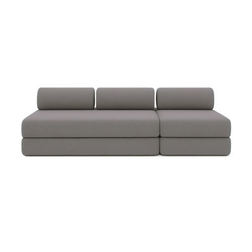 Canapé Droit Convertible 4 Places - Tissu Lisse - Gris