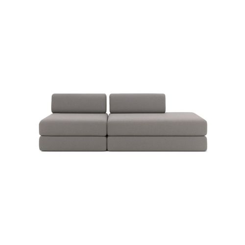 Canapé Droit Convertible 3 Places - Tissu Lisse - Gris