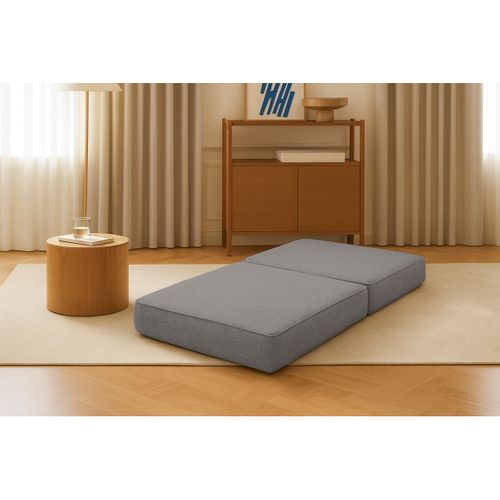 Pouf Modulable Et Convertible - Tissu Lisse - Gris