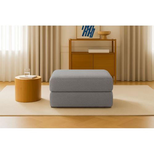 Pouf Modulable Et Convertible - Tissu Lisse - Gris