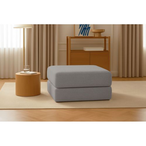 Pouf Modulable Et Convertible - Tissu Lisse - Gris