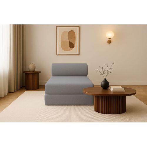 Méridienne Modulable Et Convertible - Tissu Lisse - Gris