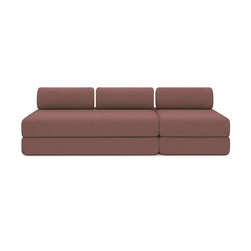 Canapé Droit Convertible 4 Places - Tissu Lisse - Terracotta