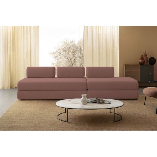 Canapé Droit Convertible 5 Places - Tissu Lisse - Terracotta