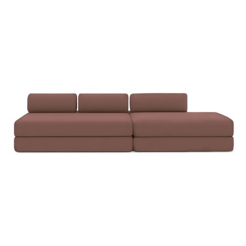 Canapé Droit Convertible 5 Places - Tissu Lisse - Terracotta