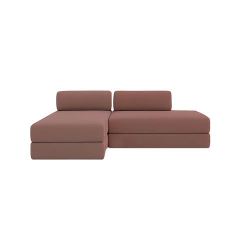 Canapé D'angle Convertible 5 Places - Tissu Lisse - Terracotta