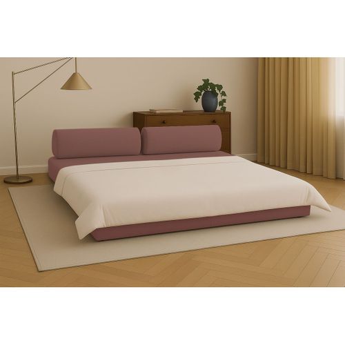 Canapé Droit Convertible 3,5 Places - Tissu Lisse - Terracotta