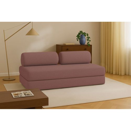 Canapé Droit Convertible 3,5 Places - Tissu Lisse - Terracotta