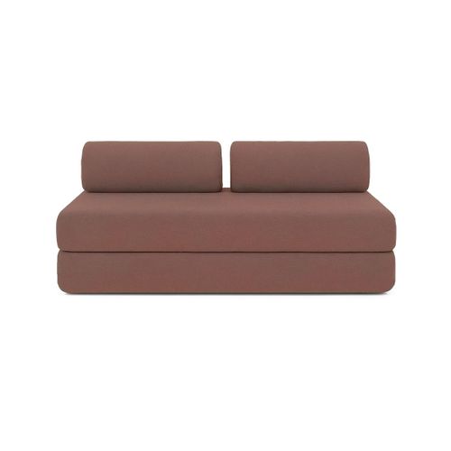Canapé Droit Convertible 3,5 Places - Tissu Lisse - Terracotta