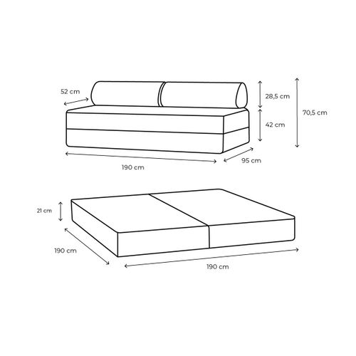 Canapé Droit Convertible 3,5 Places - Tissu Lisse - Terracotta
