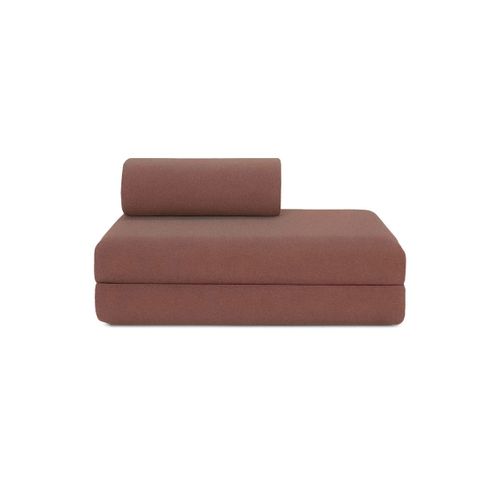 Canapé Droit Modulable Et Convertible 2 Places - Tissu Lisse - Terracotta