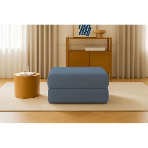 Pouf Modulable Et Convertible - Tissu Lisse - Bleu