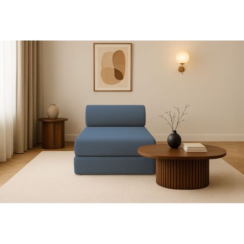 Méridienne Modulable Et Convertible - Tissu Lisse - Bleu