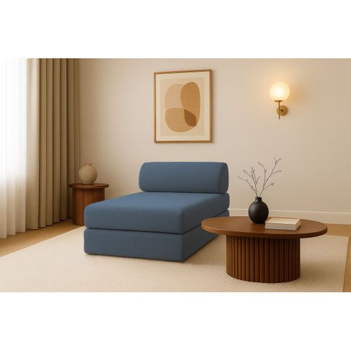 Méridienne Modulable Et Convertible - Tissu Lisse - Bleu