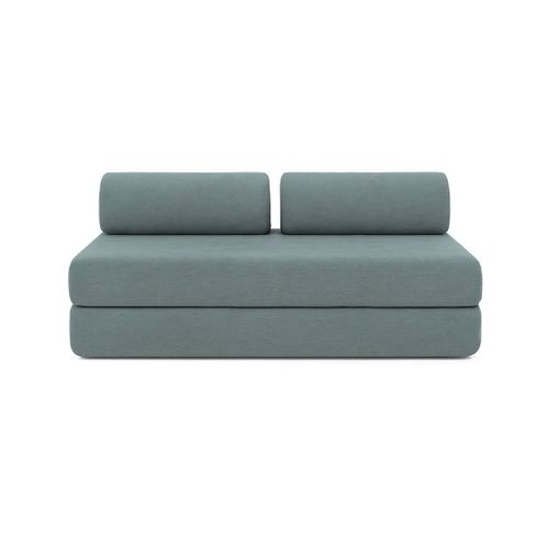 Canapé Droit Convertible 4 Places - Tissu Lisse - Bleu Vert