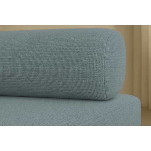Canapé D'angle Convertible 6,5 Places - Tissu Lisse - Bleu Vert
