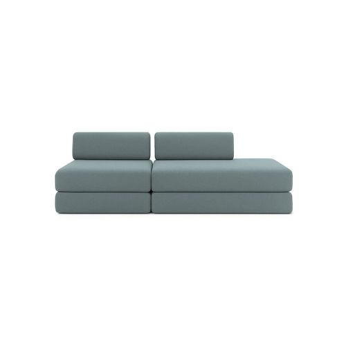 Canapé Droit Convertible 3 Places - Tissu Lisse - Bleu Vert