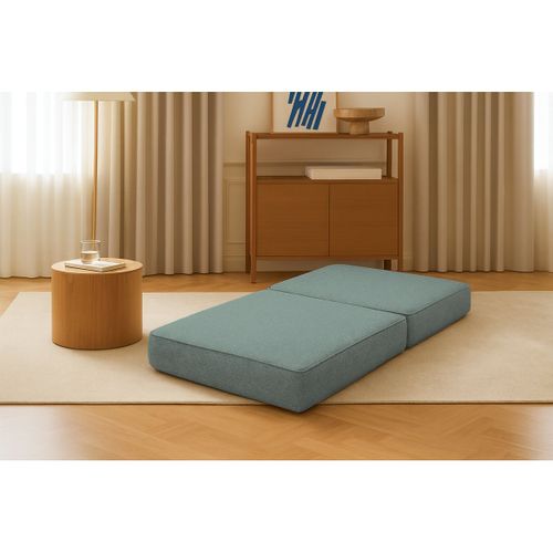 Pouf Modulable Et Convertible - Tissu Lisse - Bleu Vert