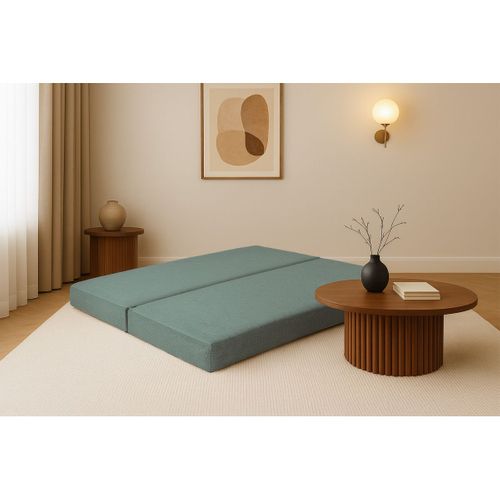 Méridienne Modulable Et Convertible - Tissu Lisse - Bleu Vert