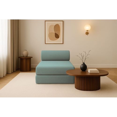 Méridienne Modulable Et Convertible - Tissu Lisse - Bleu Vert