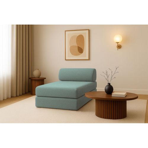 Méridienne Modulable Et Convertible - Tissu Lisse - Bleu Vert