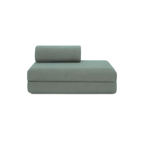 Canapé Droit Modulable Et Convertible 2 Places - Tissu Lisse - Bleu Vert