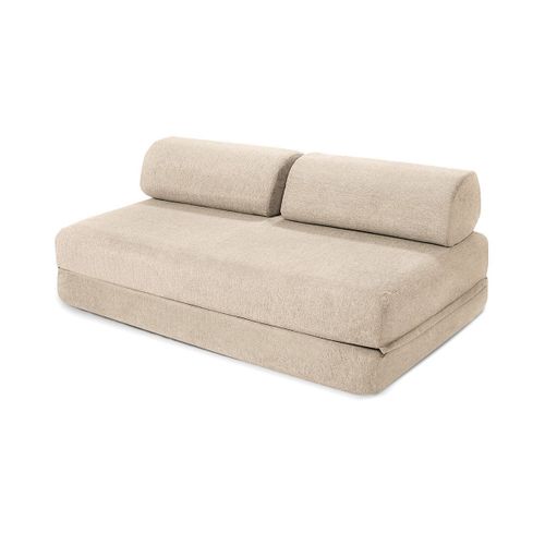 Canapé D'angle Convertible 4 Places - Tissu Lisse - Beige