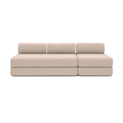 Canapé Droit Convertible 4 Places - Tissu Lisse - Beige