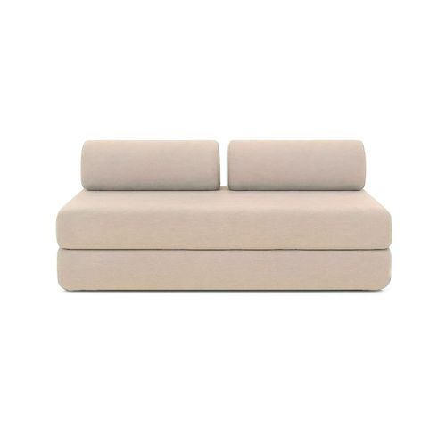 Canapé D'angle Convertible 6,5 Places - Tissu Lisse - Beige