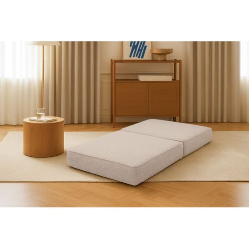 Pouf Modulable Et Convertible - Tissu Lisse - Beige