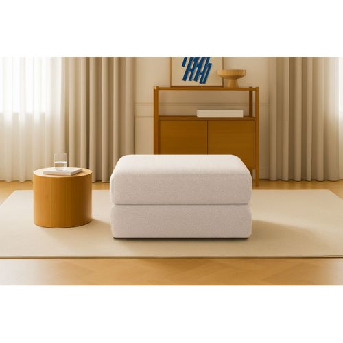 Pouf Modulable Et Convertible - Tissu Lisse - Beige