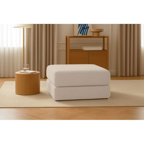 Pouf Modulable Et Convertible - Tissu Lisse - Beige