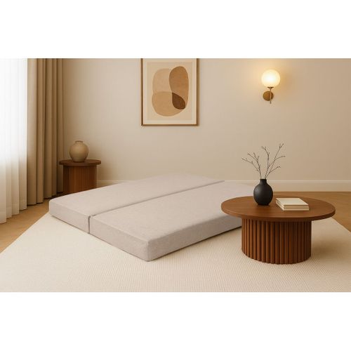 Méridienne Modulable Et Convertible - Tissu Lisse - Beige
