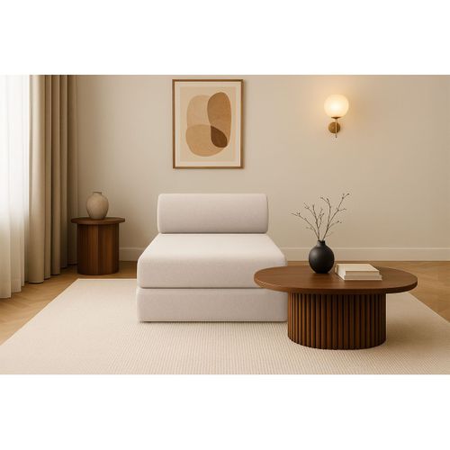 Méridienne Modulable Et Convertible - Tissu Lisse - Beige