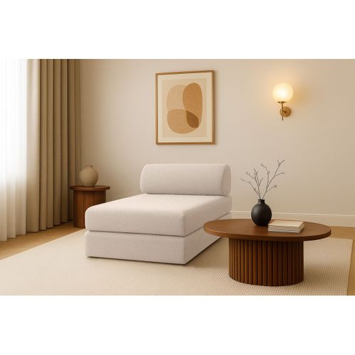 Méridienne Modulable Et Convertible - Tissu Lisse - Beige
