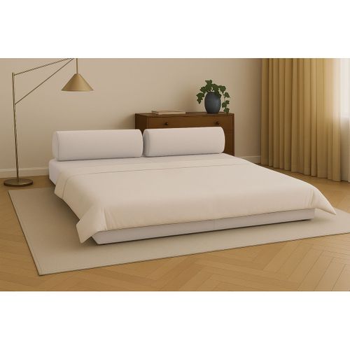 Canapé Droit Convertible 3,5 Places - Tissu Lisse - Beige