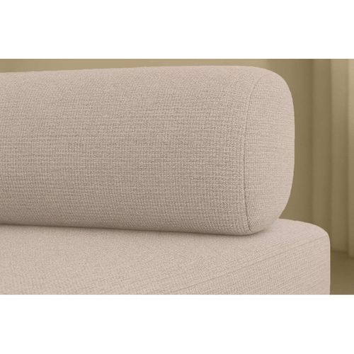 Canapé Droit Convertible 3,5 Places - Tissu Lisse - Beige