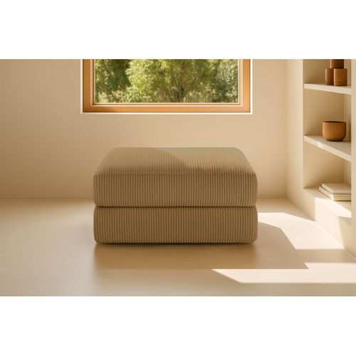 Pouf Modulable Et Convertible - Velours Côtelé - Jaune