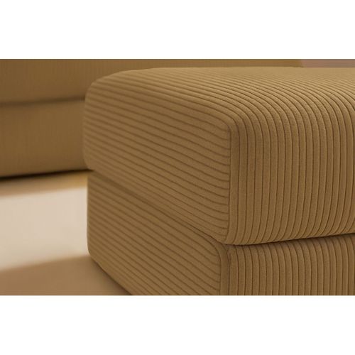 Pouf Modulable Et Convertible - Velours Côtelé - Jaune