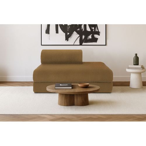 Canapé Droit Modulable Et Convertible 2 Places - Velours Côtelé - Jaune