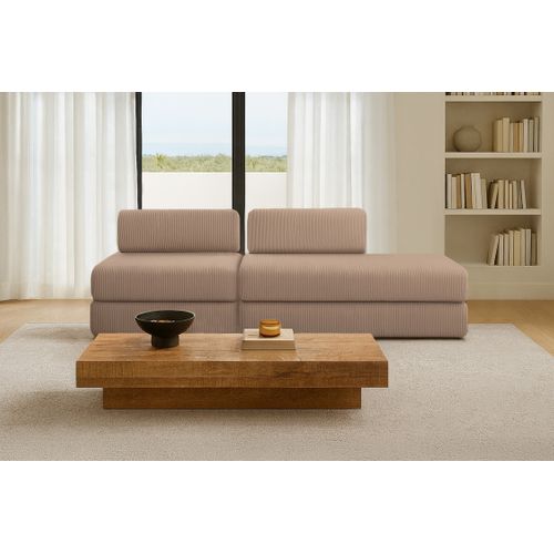 Canapé Droit Convertible 3 Places - Velours Côtelé - Taupe